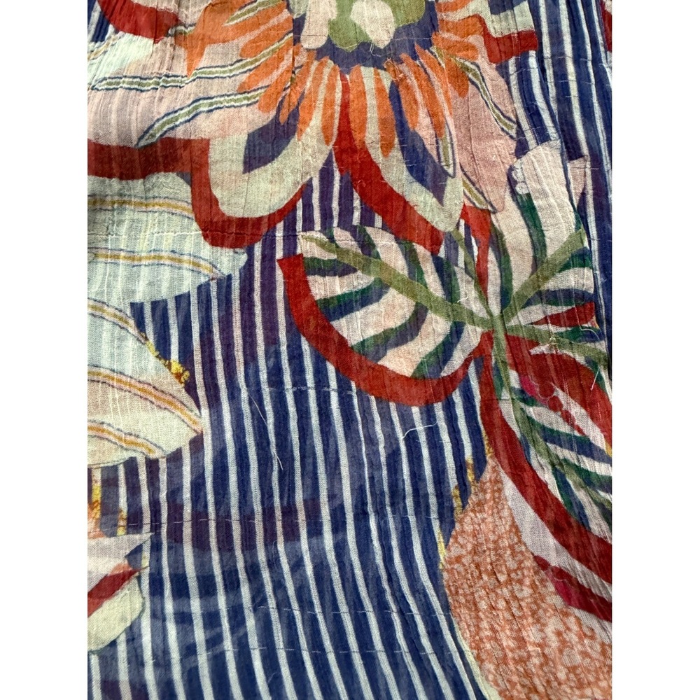 Soft Surroundings Tory Top Blue Floral Sheer Boho Embroidered Pom Pom Tunic 3X - Picture 9 of 11
